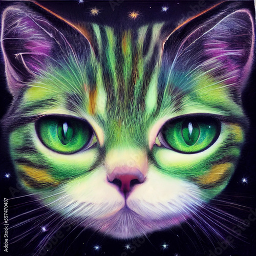 Colorful cute cat portrait
