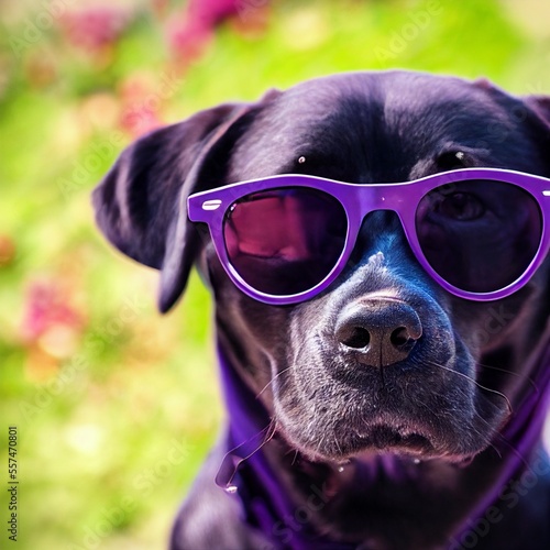 Labrador retriever dog posing with sunglasses © Alguien