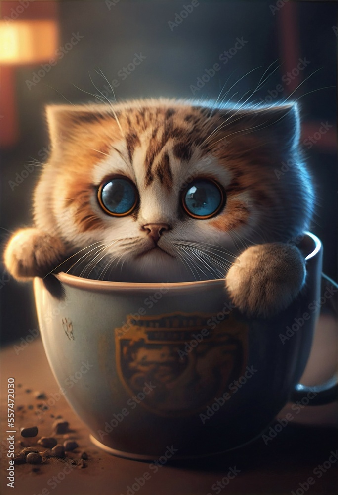 Adorable cute kitty cat kitten wanting more coffee mug, cuteness ...