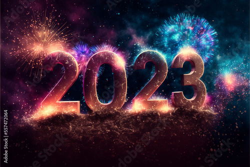 2023 3d happy new year sign celebration