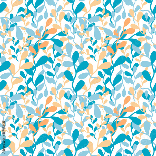 A pattern of delicate leaves in pastel shades. Seamless vector image.