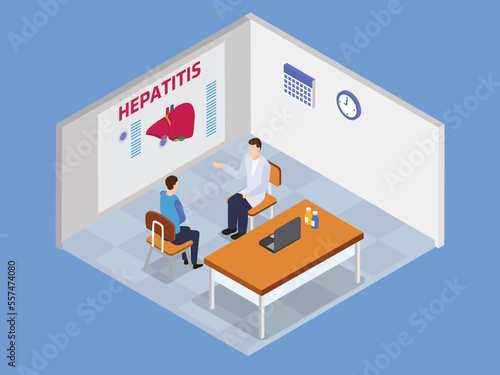 Doctor showing liver anatomical model for treatment hepatitis, cirrhosis and cancer