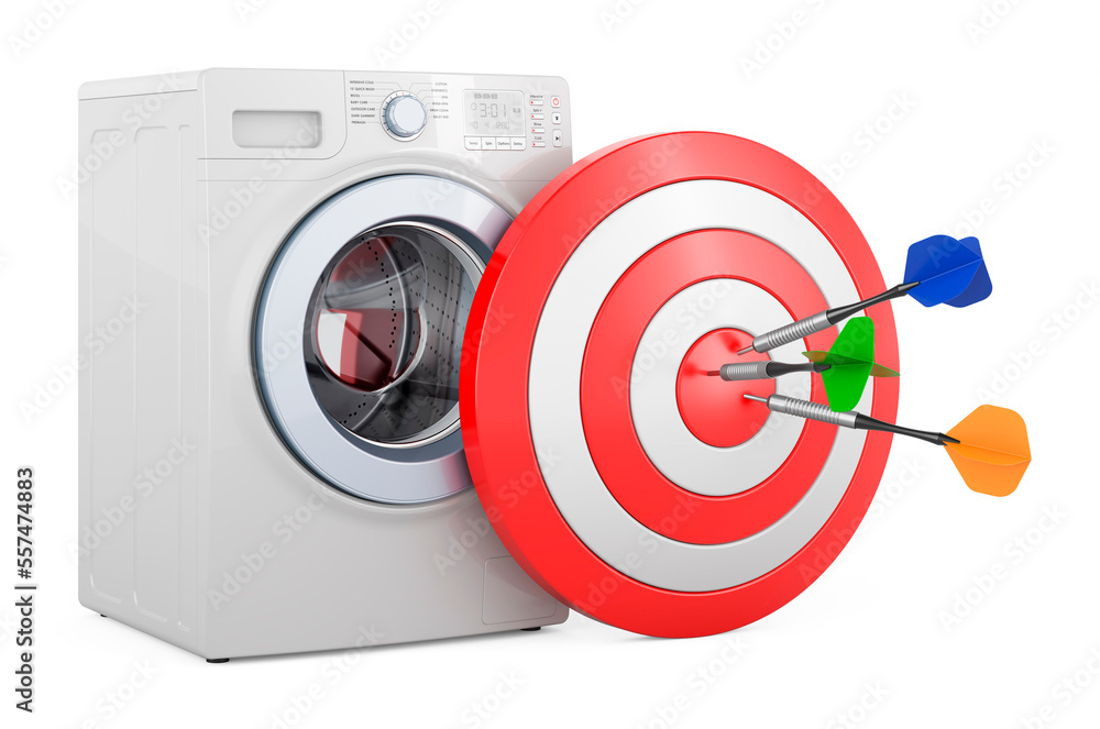 Washing machine and target with arrows. 3D rendering Washing machine and target with arrows. 3D rendering