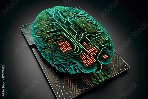 illustration, brain of a digital system, science and technology, 3D illustration.