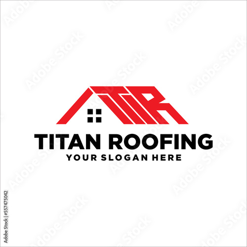 TR with Roofing Real Estate vector logo design template. House abstract concept icon.
