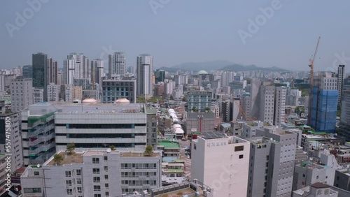 [korea drone footage] Seoul city landscape,, Yeongdeungpo, Commercial District photo