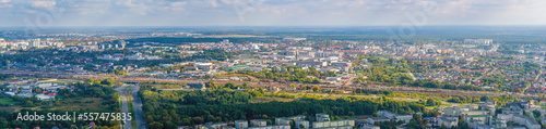 Aerial wide panorama of Bialystok city, Poland