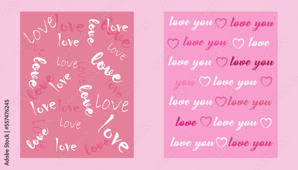 Valentine postcards. Banner. Confession of love. I love you. Pink vector design.