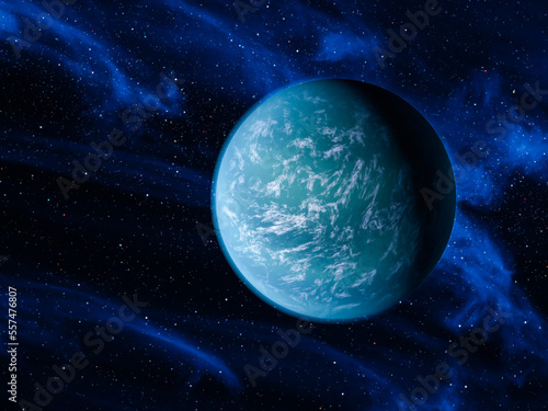 Fototapeta Naklejka Na Ścianę i Meble -  Kepler-22b a planet located within habitable zone of a star similar to the Sun potentially habitable planet for life, discovered. Digitally enhanced. Elements of this image furnished by NASA. 