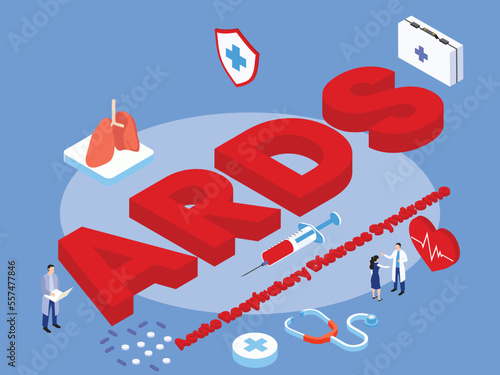 Acute respiratory distress syndrome (ARDS) acronym  isometric 3d vector concept