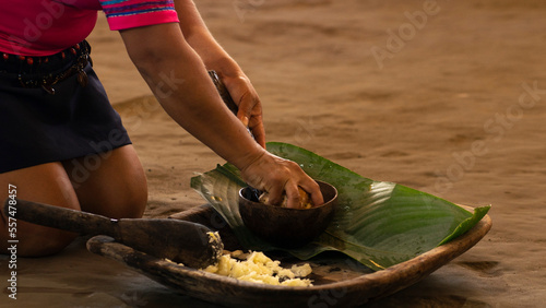 Demonstration of how indigenous people make chicha