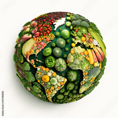 Fototapeta Naklejka Na Ścianę i Meble -  Planet earth made with fruits and vegetables