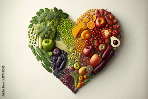 Heart shape made with fruits and vegetables © Awesomextra