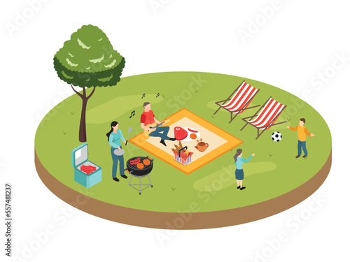 Family enjoying picnic together at the park
