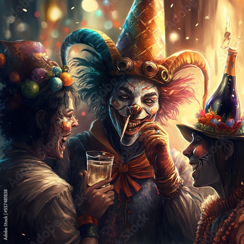 New Year 2023 Card Poster Carnaval Celebration Background Wallpaper Champagne Time for Relax Art For Print on demand relax with friends © Damian Sobczyk