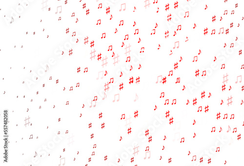 Light Red vector template with musical symbols. © Dmitry