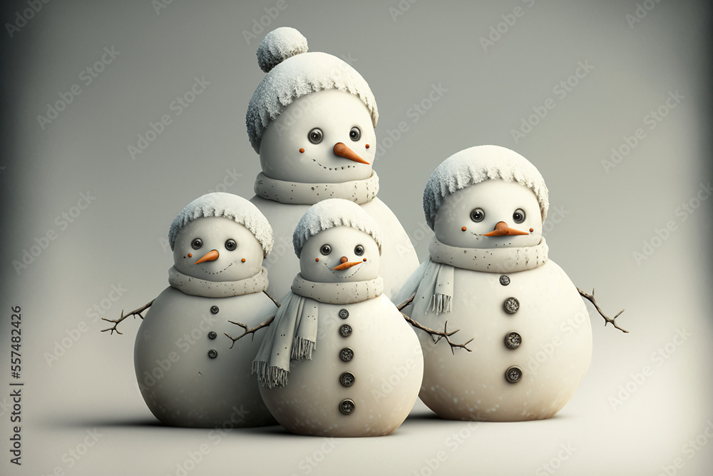 雪だるまのイラスト(AI generated image) 雪だるまのイラスト(AI generated image)