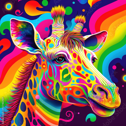 Giraffe and rainbow