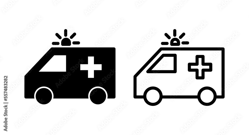 Ambulance icon vector illustration. ambulance truck sign and symbol. ambulance car