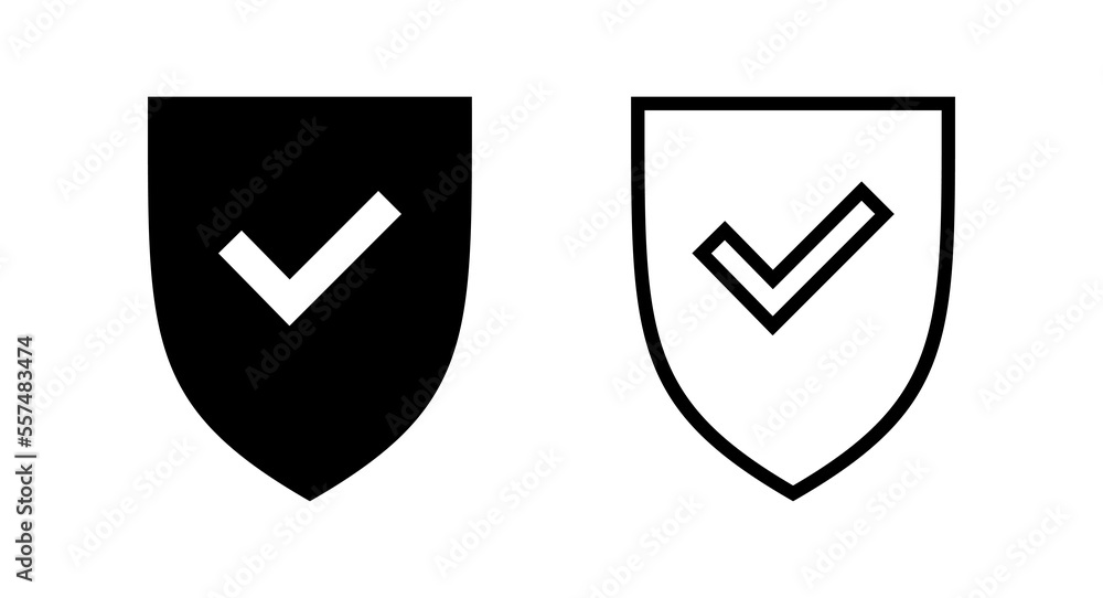 Shield check mark icon vector illustration. Protection approve sign. Insurance icon Shield check mark icon vector illustration. Protection approve sign. Insurance icon