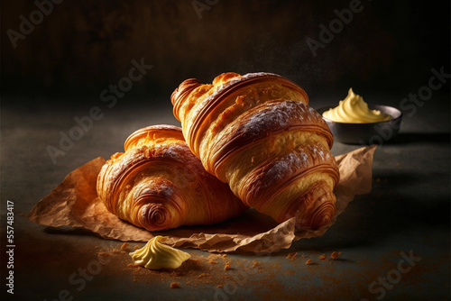 French Croissant Food Photography generative ai