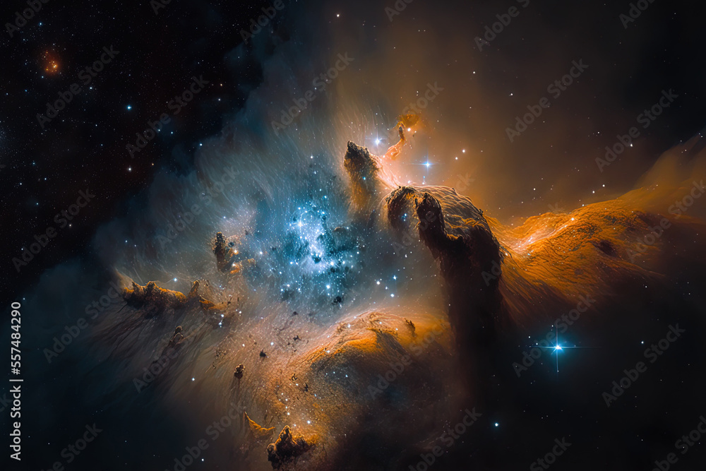 nebulas and stars in the night sky. Generative AI nebulas and stars in the night sky. Generative AI
