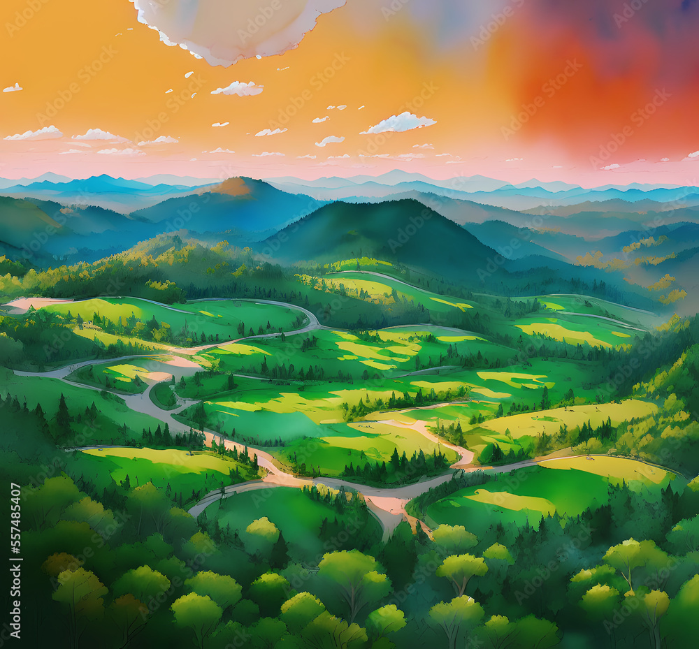 healing forest landscape illustration 2 healing forest landscape illustration 2