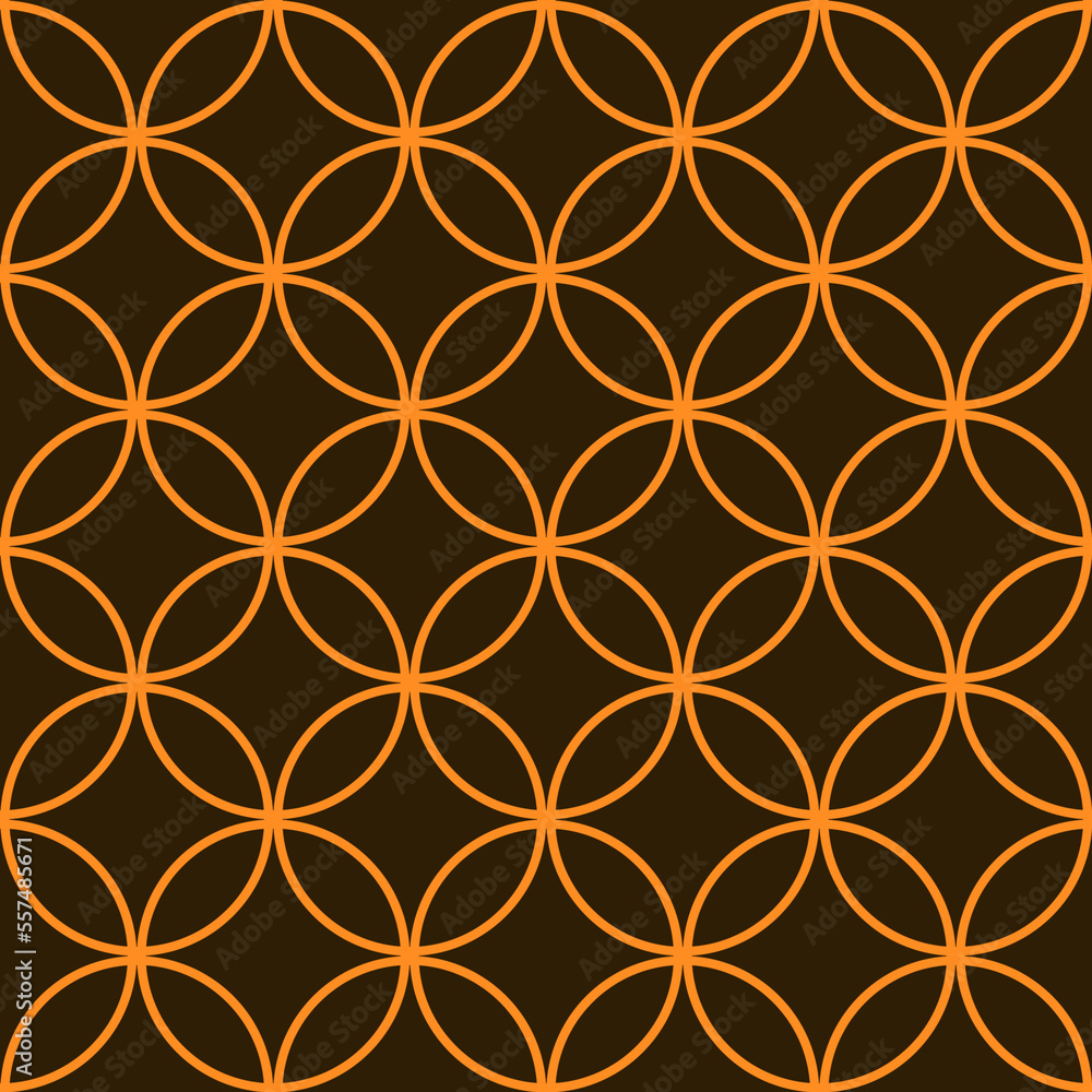 Fototapeta premium Orange and Brown Interlocking Circles Tiles Seamless Pattern Repeat Background 