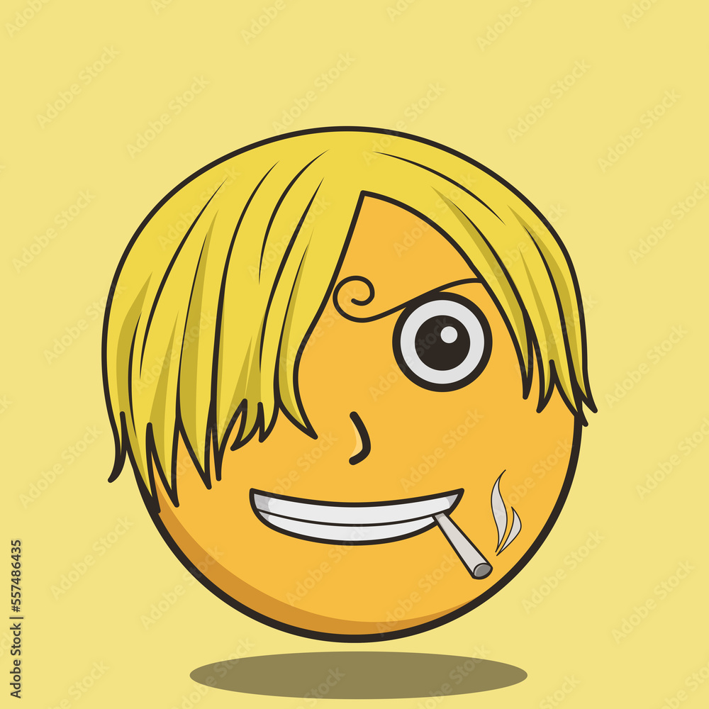 smiling emoji of straw hat pirate sanji Stock Illustration Adobe Stock