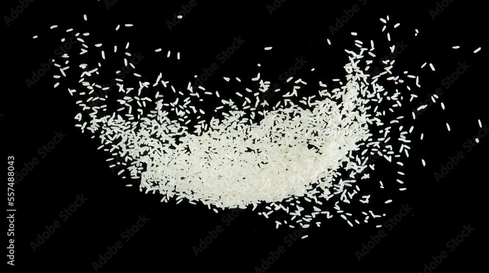 Japanese Rice flying explosion, white grain rices explode abstract ...