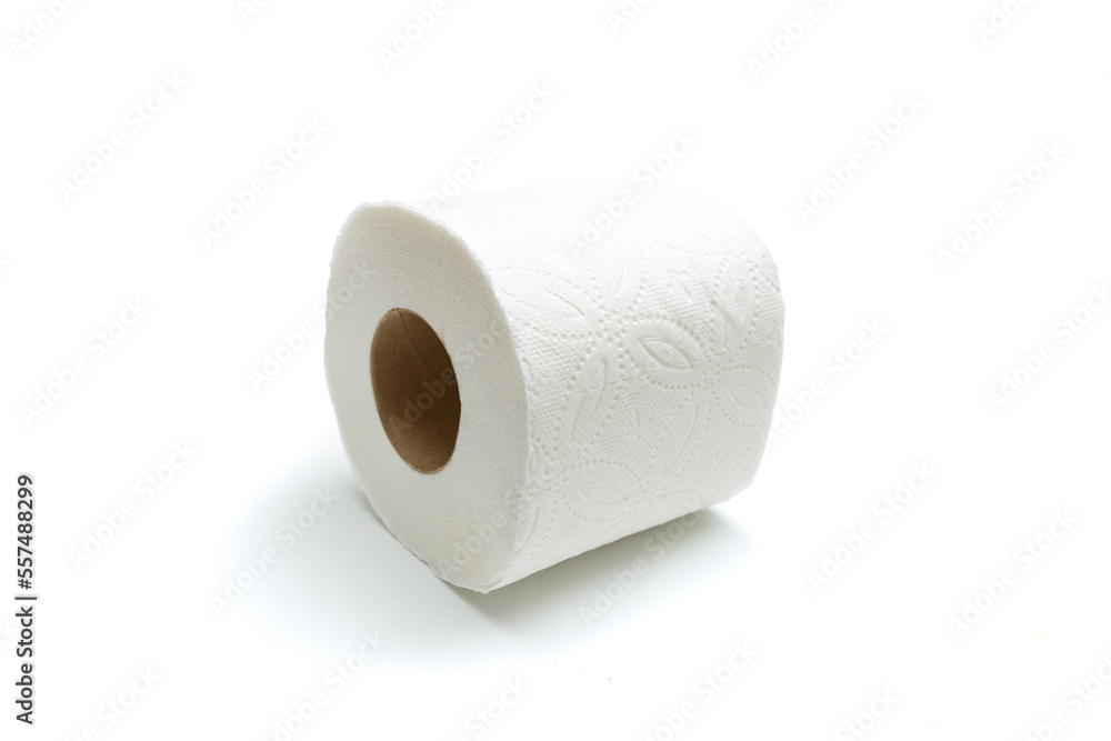 Single toilet paper roll isolated on white background Single toilet paper roll isolated on white background
