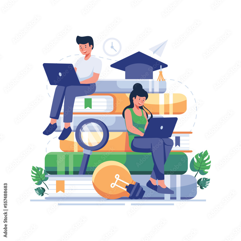 Online learning concept vector illustration. Online learning concept vector illustration.