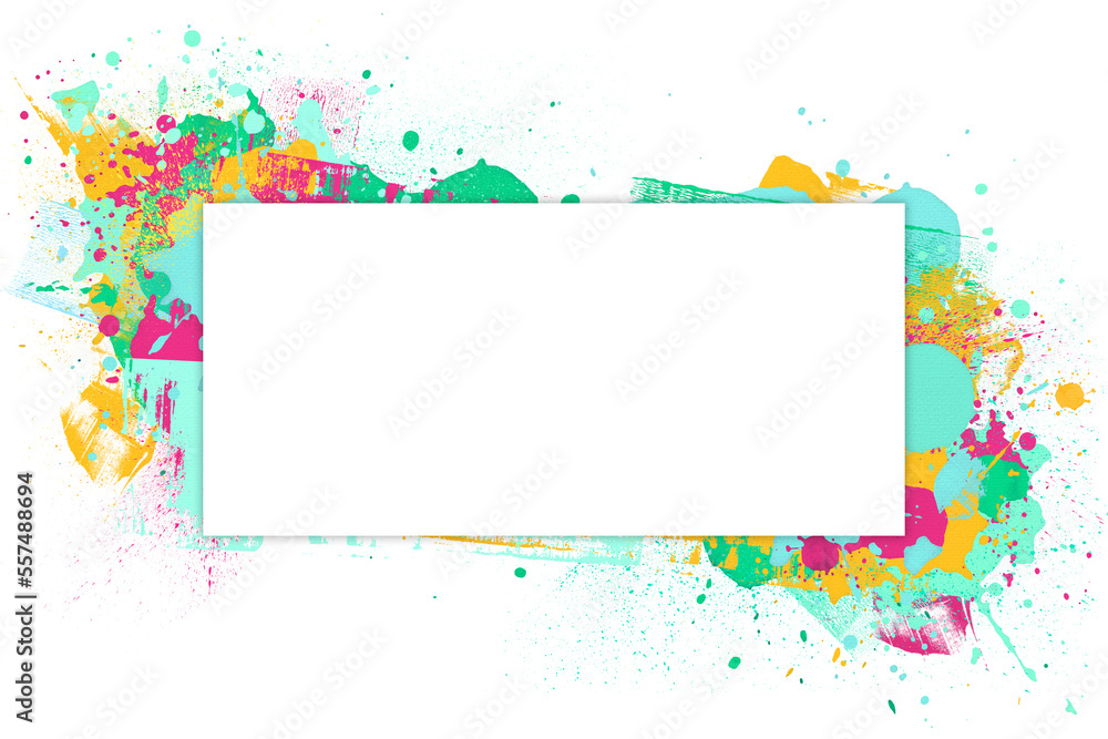 A colorful splash frame in isolated white background, for decoration of a title, message, story A colorful splash frame in isolated white background, for decoration of a title, message, story