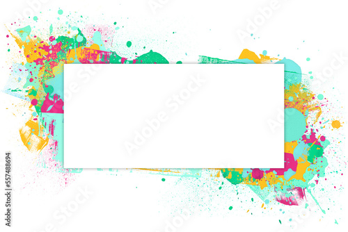A colorful splash frame in isolated white background, for decoration of a title, message, story
