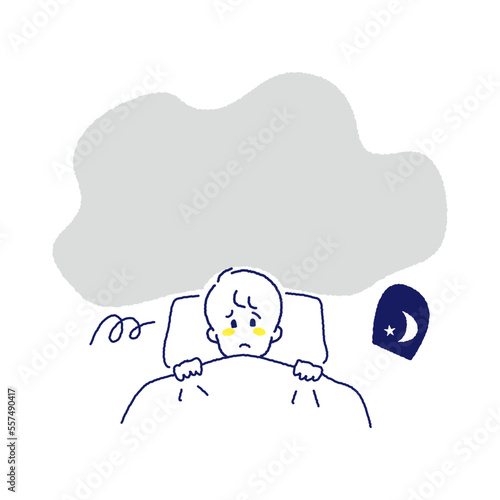 不安で眠れない若い男性