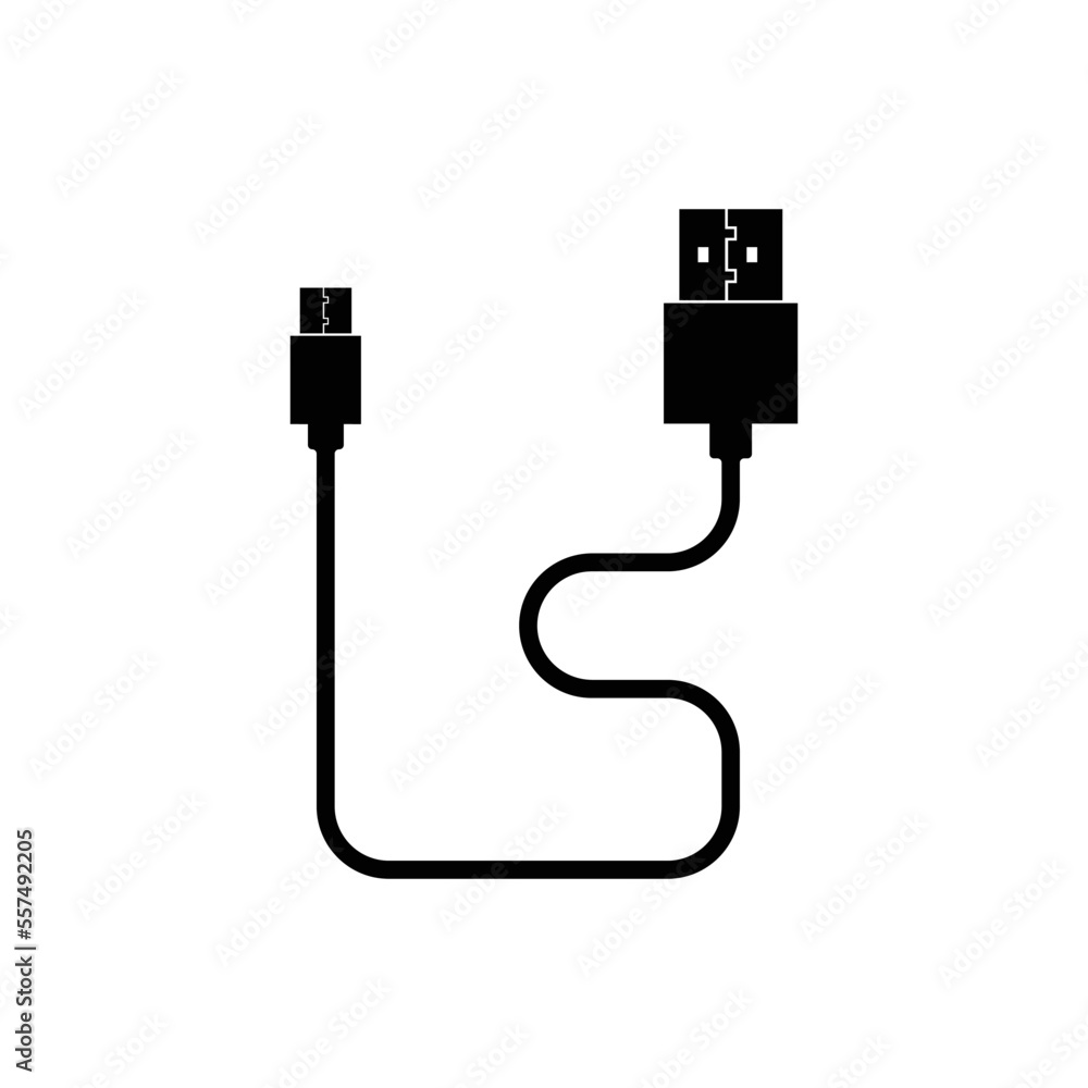 usb cable icon vector illustration in flat style usb cable icon vector illustration in flat style