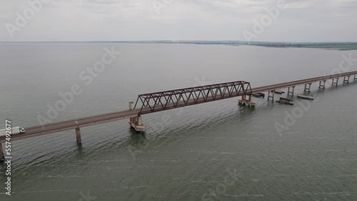 Aerial capture of the Tietê River. Intermodal waterway port. 4K, overview photo