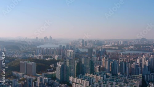 Wallpaper Mural [korea drone footage] Seoul city landscape, Korea, gangnam, sunset Torontodigital.ca