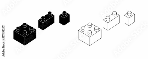 outline silhouette building block icon set isolated on white background