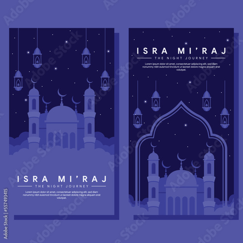 isra miraj vertical banner illustration in flat design