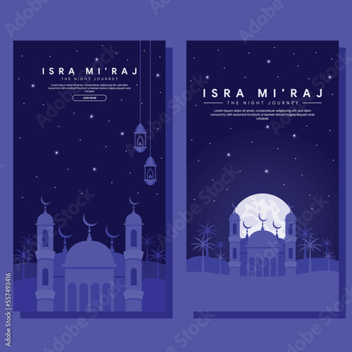 isra miraj vertical banner illustration in flat design