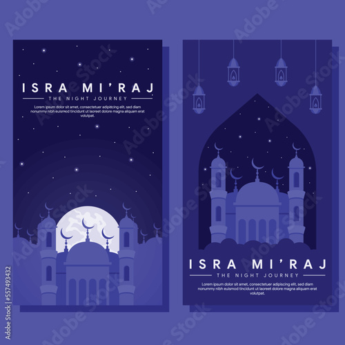 isra miraj vertical banner illustration in flat design