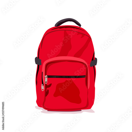 Realistic red backpack vector illustration, in trendy flat 3d design style, isolated on white background. Suitable for creative design materials.