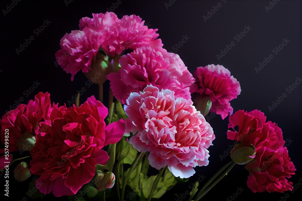 Obraz premium Gorgeous and colorful carnations - photorealism by Generative AI