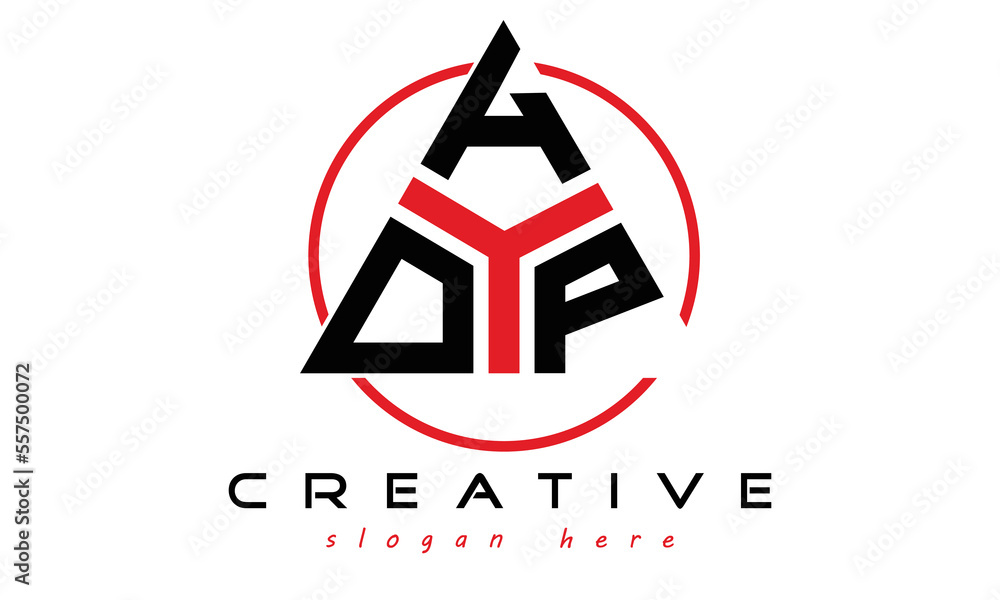 OHP three letter creative triangle shape in circle logo design vector ...
