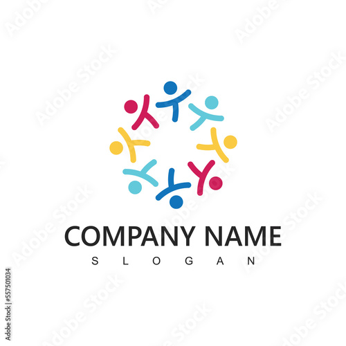 People Logo Template, Social Media Network Icon