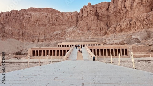 Front view of Empty temple of Hatschepsut during covid lockdown