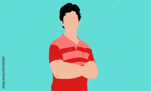 Man in a red shirt. Minimalist design