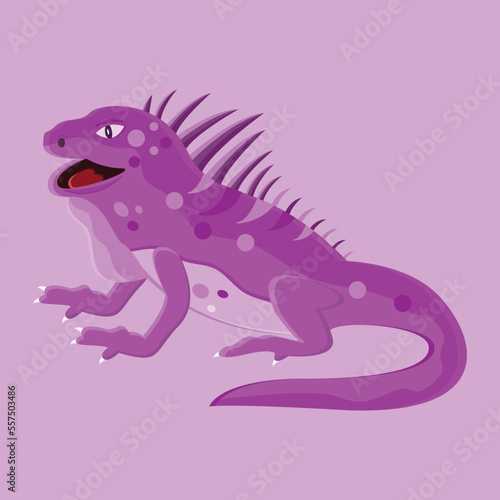 vector purple lizard animal on purple background