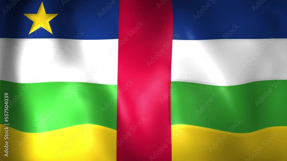 Animation of Central African flag. 4K. Central African Republic flag flying, 3D flag render animation Animation of Central African flag. 4K. Central African Republic flag flying, 3D flag render animation